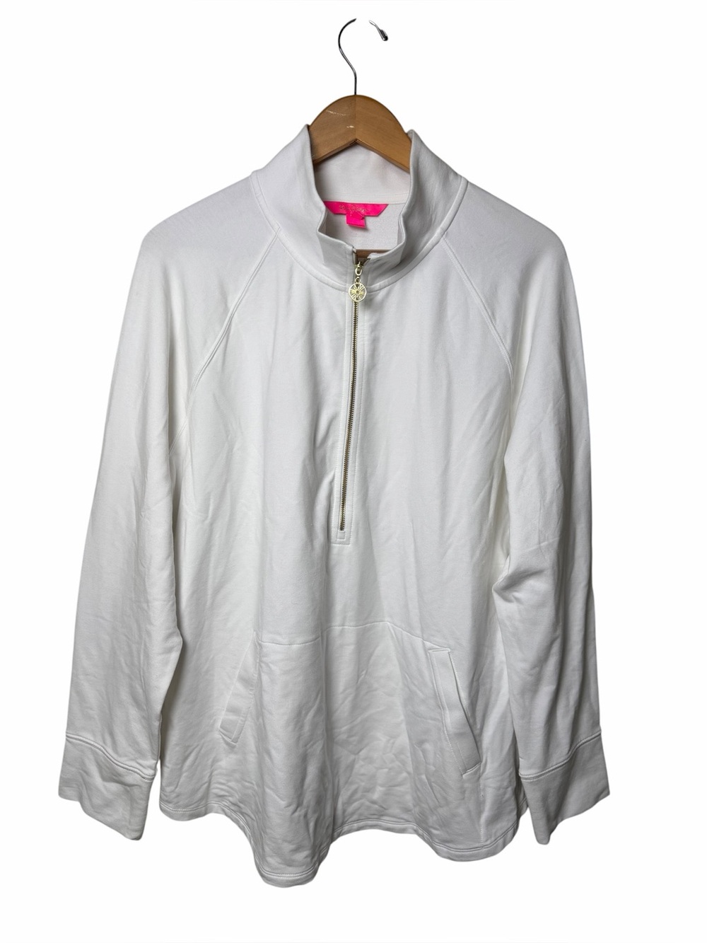 Lilly Pulitzer Ashlee Half-Zip Pullover Sweatshirt White Size XXL